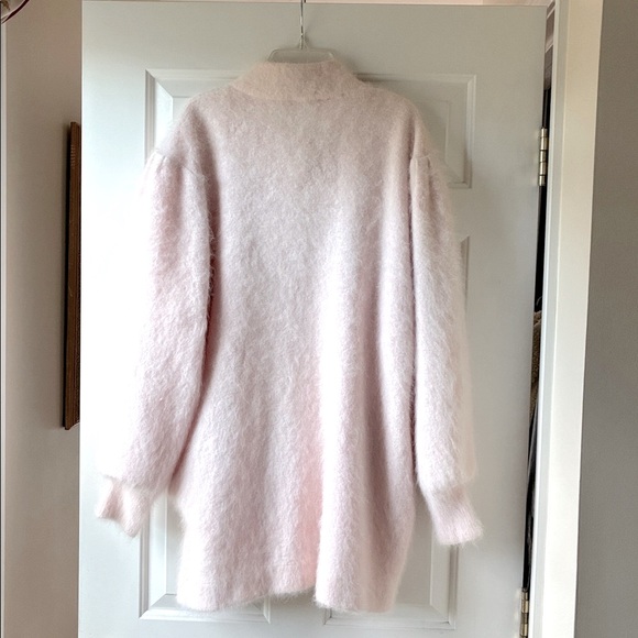 Lee Sands Long Cardigan Jacket Rabbit Angora Hair Blend Very Light Pink Size OS - Picture 11 of 16